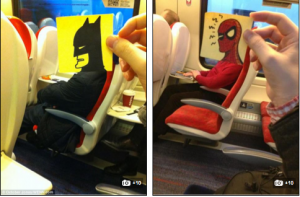 Cartoon characters on commute