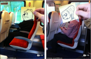 Cartoon characters on commute
